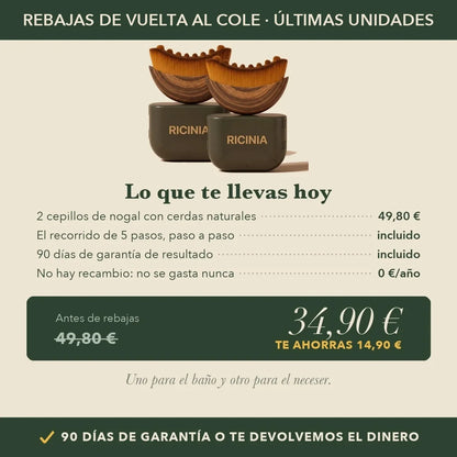 Rebajas de vuelta al cole: pack de 2 cepillos RICINIA CONTORNO por 34,90 euros con 90 días de garantía