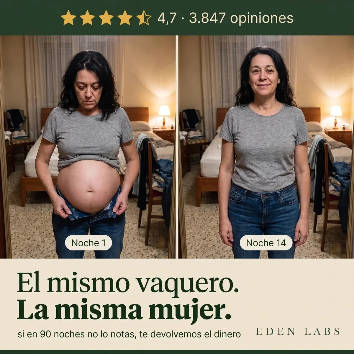 El mismo vaquero y la misma mujer en la noche 1 y en la noche 14